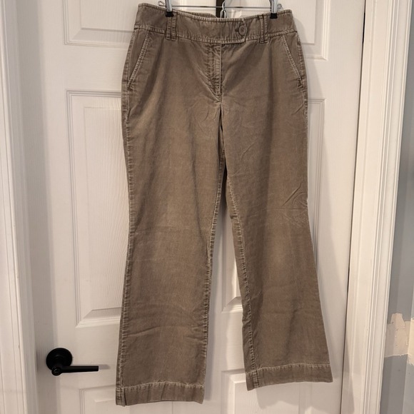 Ann Taylor Loft Modern Flare Corduroy Pants size 12 Pockets Tan Casual - Picture 1 of 11